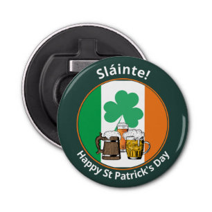 Irish Flag St Patricks Day Button Flesopener