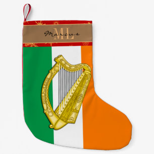 Irish Flag stocking, Ierland, monogram, harp Kleine Kerstsok