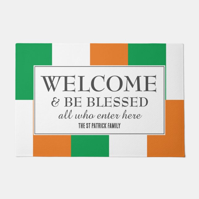 IRISH FLAG Welcome be Blessed Ireland Deurmat (Voorkant)