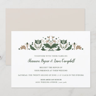 Irish Folk Art   Modern Floral Celtic Wedding Kaart