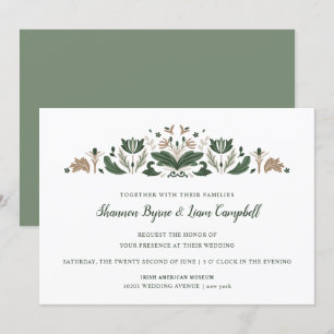 Irish Folk Art Modern Floral Celtic Wedding Kaart