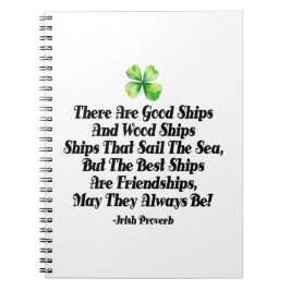 Irish Friendship Ships Proverb Four Leaf Clover Notitieboek