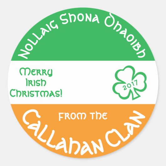 Irish Gaelic Merry kerst op maat Ronde Sticker (Voorkant)