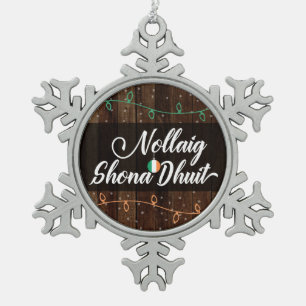 Irish Gaelic Merry Kerstmis Nollaig Shona Dhuit Tin Sneeuwvlok Ornament