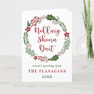 Irish Gaelic Merry Kerstmis, op maat Feestdagen Kaart
