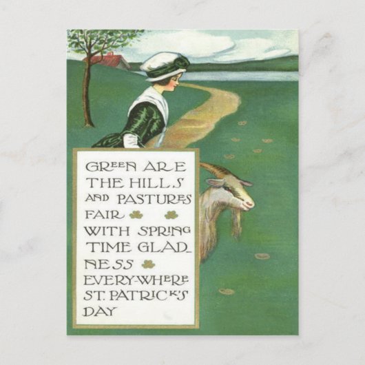 Irish Girl Goat Pasture Briefkaart (Voorkant)