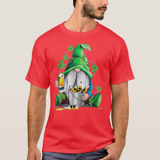 Irish Gnome Drink Beer Lucky Shamrock Gnome St Pat T-shirt