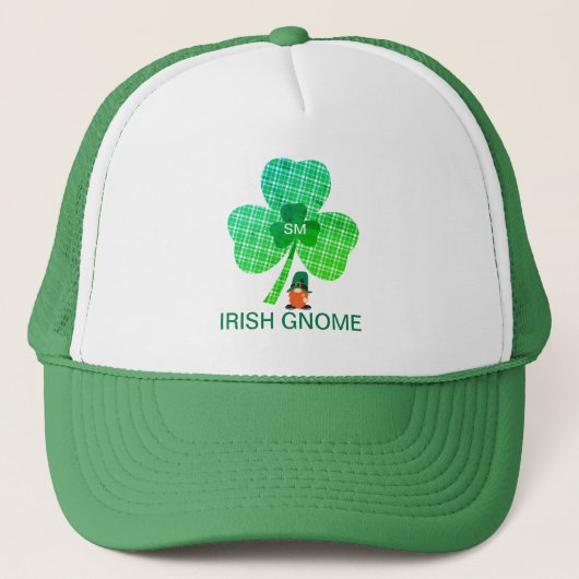Irish Gnome Monogram Shamrock St Patricks Trucker Pet (Voorkant)