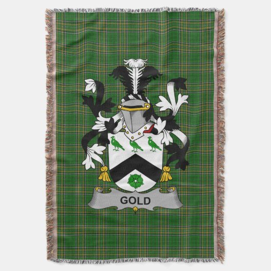 Irish Gold Coat of Arms Family Crest Ierland Deken (Voorkant Verticaal)