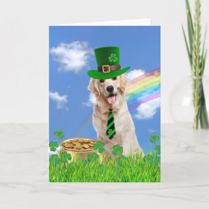 Irish Golden Retriever met goudpot Feestdagen Kaart