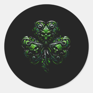 Irish Gothic Shamrock Skull St Patricks Day Gothic Ronde Sticker
