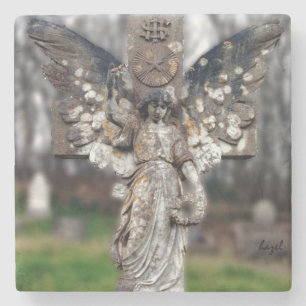 Irish Graveyard Angel, Dingle, Kerry Ierland Stenen Onderzetter