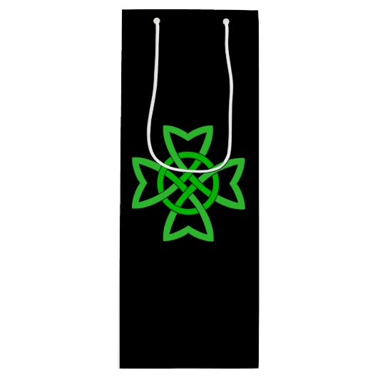 Irish Green Celtic Knot Wijn Cadeautas (Voorkant)