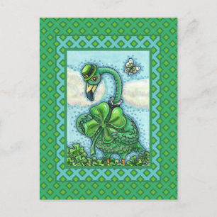 IRISH GREEN FLAMINGO, CUTE HAPPY ST. PATRICK'S DAG FEESTDAGENKAART