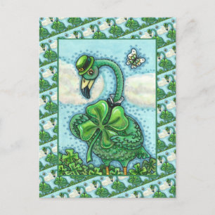 IRISH GREEN FLAMINGO, CUTE HAPPY ST. PATRICK'S DAG FEESTDAGENKAART