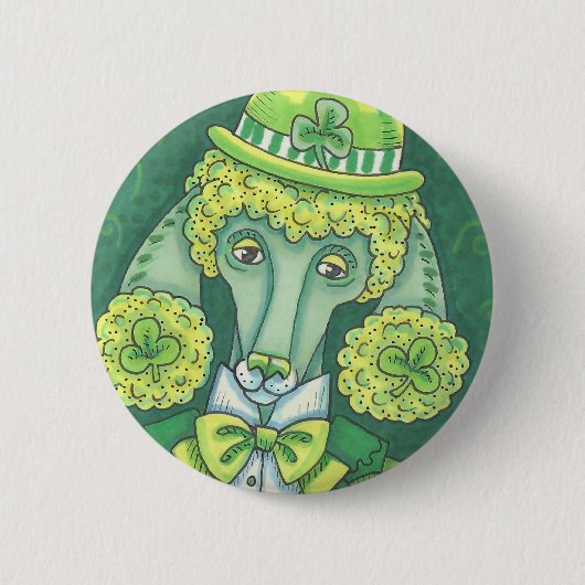 IRISH GREEN FRENCH POODLE, DOG BUTTON Round (Voorkant)