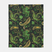 Irish Green Gold Paisley Shamrock Pattern Fleece Deken (Voorkant)
