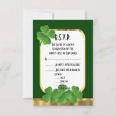 Irish green, gouden shamrock bruiloft R.S.V.P RSVP Kaartje (Voorkant)