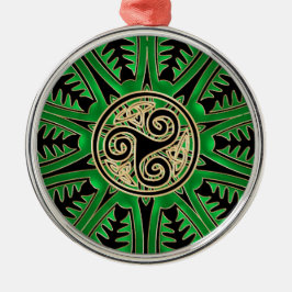 Irish Green Mandala Celtic Tris Ornament