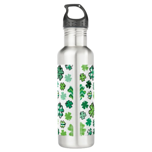 Irish Green Pattern Shamrocks Waterfles (Achterkant)
