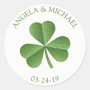 Irish Green Shamrock bruiloft Ronde Sticker