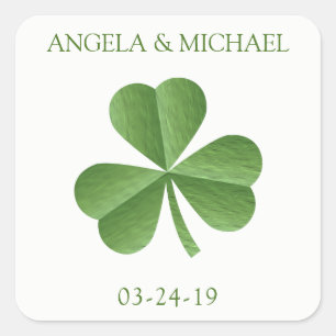 Irish Green Shamrock bruiloft Vierkante Sticker