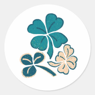 Irish Green Shamrock Clover Drawing Ronde Sticker