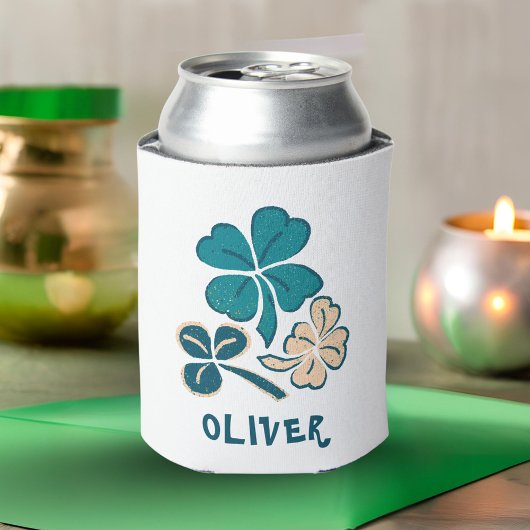 Irish Green Shamrock Clover - gepersonaliseerd Blikjeskoeler