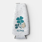 Irish Green Shamrock Clover - gepersonaliseerd Flesjeskoeler (Voorkant)