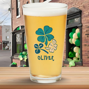 Irish Green Shamrock Clover - gepersonaliseerd Glas