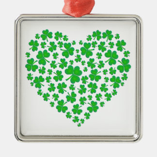 Irish Green Shamrock Heart Metalen Ornament