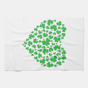Irish Green Shamrock Heart Theedoek