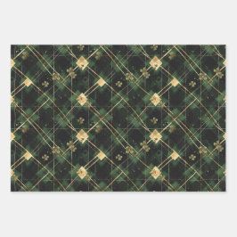 Irish Green St. Patrick Tartan Plaid set 2 Inpakpapier Vel