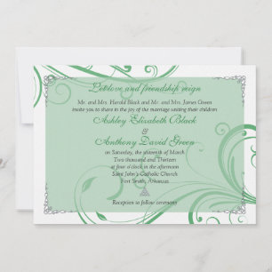 Irish Green White Celtic Wedding Invitation Kaart