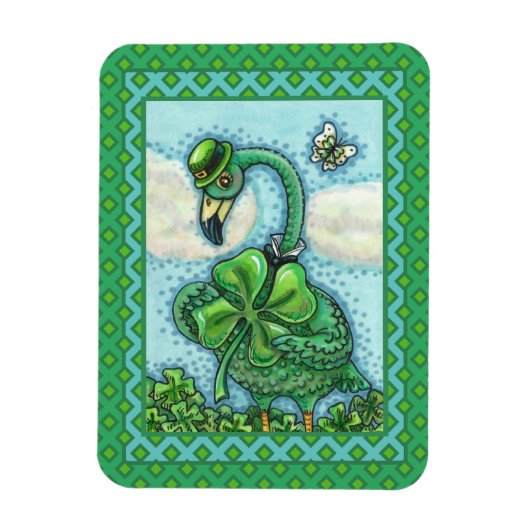 IRISH GROENE FLAMINGO, LEUKE GELUKKIGE ST. PATRICK MAGNEET (Verticaal)