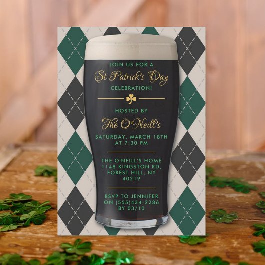 Irish Guinness Pint St. Patrick's Day Party Kaart