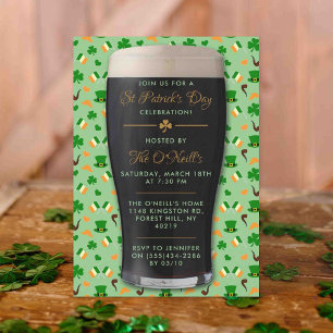 Irish Guinness Pint St. Patrick's Day Party Kaart