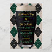 Irish Guinness Pint St. Patrick's Day Party Real Folie Uitnodiging (Voorkant)