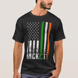 Irish HACKETT Family American Flag Ireland Flag T-shirt