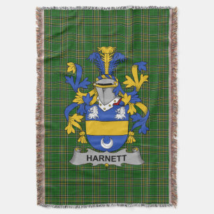 Irish Harnett of Hartnet Coat of Arms Family Cres Deken