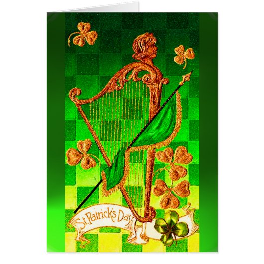 IRISH HARP, GREEN GOLD SHAMROCKS St Patrick's Day (Voorkant)