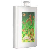 IRISH HARP, GREEN GOLD SHAMROCKS St Patrick's Day Heupfles (Rechts)