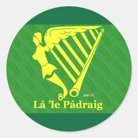 Irish Harp Ronde Sticker (Voorkant)