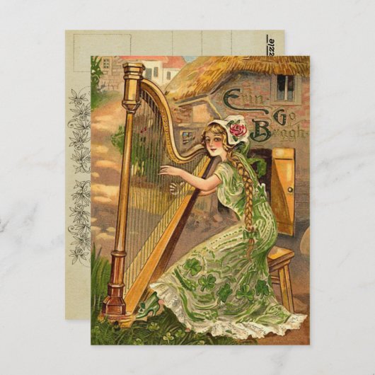 Irish Harp St. Patrick's Day Briefkaarten (Voorkant / Achterkant)