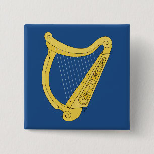 Irish Harp Vierkante Button 5,1 Cm