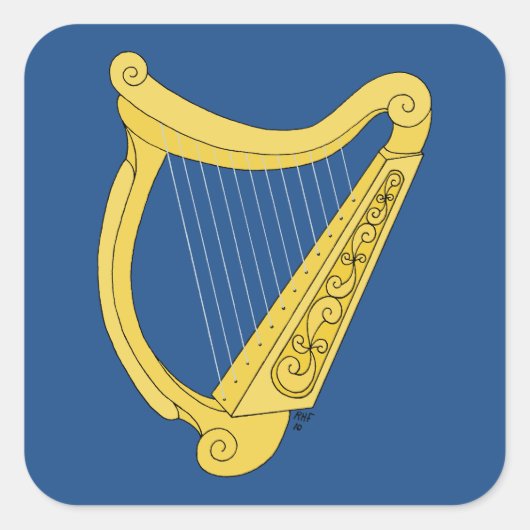 Irish Harp Vierkante Sticker (Voorkant)