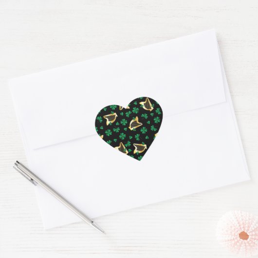 Irish Harps + Shamrocks Hart Sticker (Envelop)