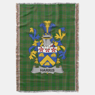 Irish Harris Coat of Arms Family Crest Ireland Deken