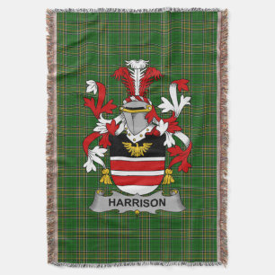 Irish Harrison Coat of Arms Family Crest Ireland Deken