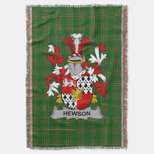 Irish Hewson Coat of Arms Family Crest Ireland Deken